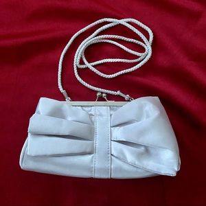 Y2K Silver Satiny Bow Clutch/Crossbody Bag